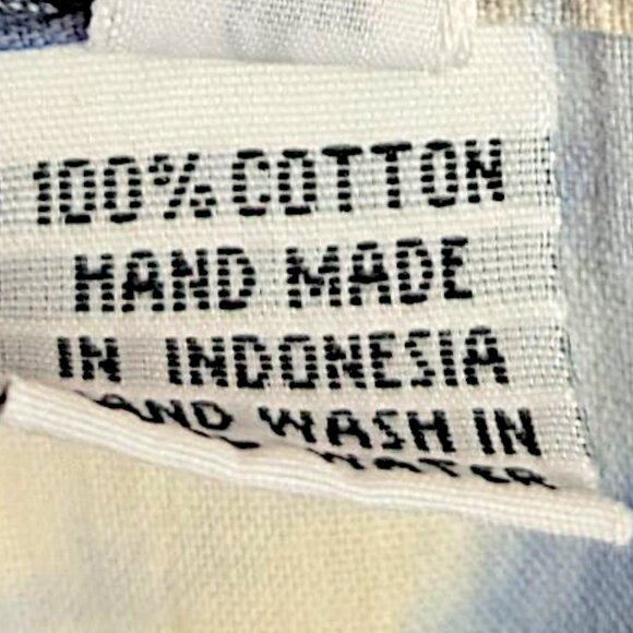 Artisan handmade Indonesia blue white floral geometric tie dye pocket dress OS - Picture 7 of 7